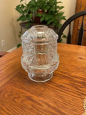 VTG Indiana Glass Fairy Lamp Candle Holder Stars & Bars Pattern • $20