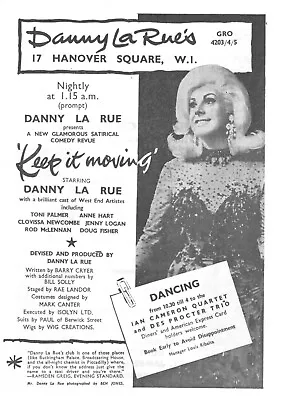 Original Magazine Advert Danny La Rue Nightclub Keep It Moving 1965 • £4