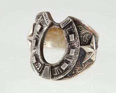 $499.99 • Buy Silver King Sterling Silver Horse Shoe & Star Ring Size 13 Rare Retired!