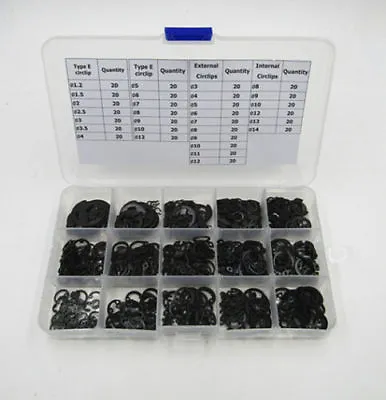 600 Pcs Type E Circlip External Circlips Internal Circlips E-Clip Assortment Kit • $15.19