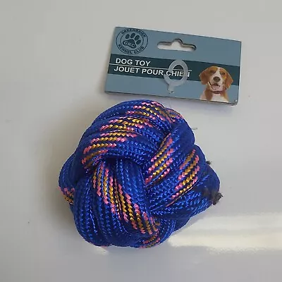 (1) MONKEY FIST KNOT ROPE BALL LARGE DOG TOY 3  BLUE W/PINK ORANGE • $17.50