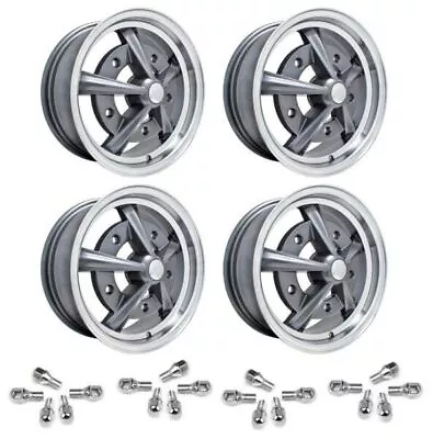 Set Of 4 15  X 5  Vw Bug 5 Lug Anthracite Empi Raider Wheels & Lug Bolts • $881.95