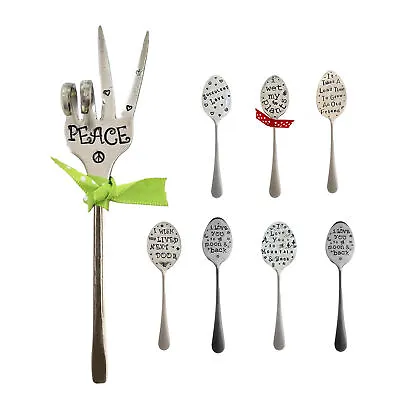 Garden Marker Friendship Gift Silver Stamped Spoon Plant Markers For Vegetable • $9.20