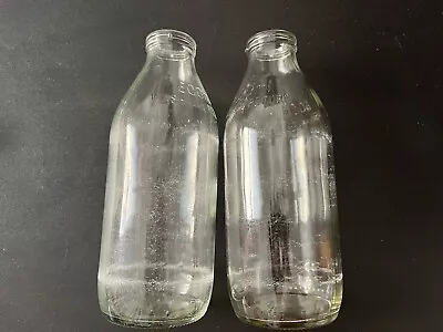 2 VINTAGE GLASS MILK BOTTLE 600ml DAIRY RETRO 1960s 1970s • $19