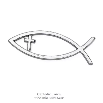 1-12 Car Chrome Emblem Jesus Christian Fish Symbol 3D Decal Badge ( CFAEC-S ) • $10.95