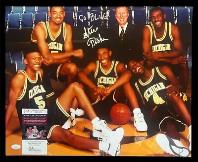 Steve Fisher Signed Fab Five Michigan Wolverines 16x20 Canvas “Go Blue!” JSA COA • $349.99