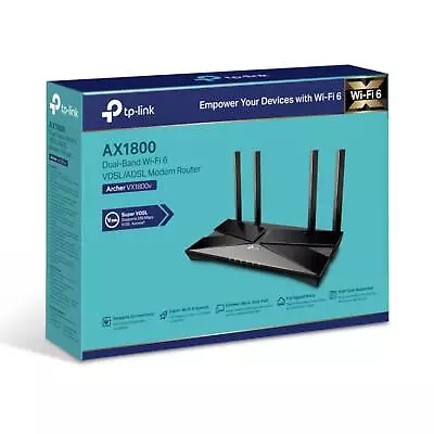 TP-LINK AX1800 Dual Band Wi-Fi 6 VDSL2/ADSL Modem Router - (Archer VX1800V) • £123.97