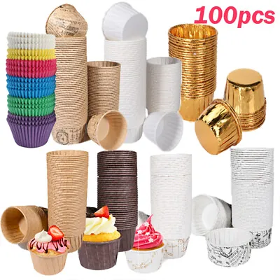 $6.39 • Buy 100Pcs Cupcake Liners Paper Cup Cake Baking Ramekins Cup Muffin Cases Cake Mold