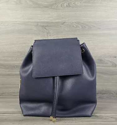 Barneys New York Backpack Large Leather India Book Bag (Navy) • $120