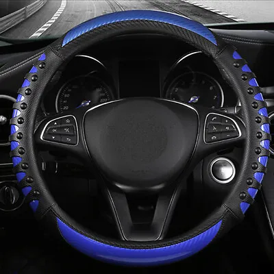 Racing Sport Steering Wheel Cover Car Accessories Leather  Wearproof Black/Blue • $29.72