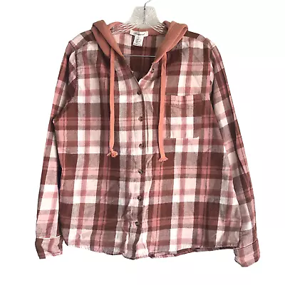 Passport Women's Flannel Shirt Hoodie XL Plaid 100% Cotton Long Sleeve Outdoor • $12.74