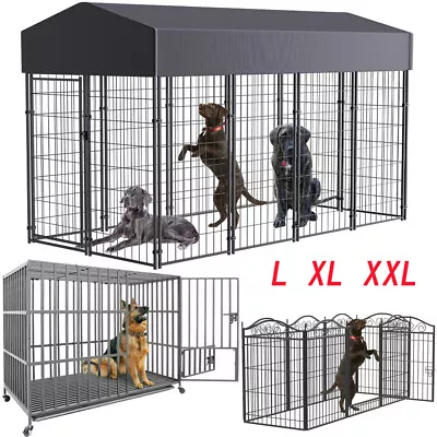 XXL Large Heavy Duty Dog Cage Kennel Steel Metal Pet Dog Crate Playpen Training  • £112.91