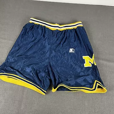 Vintage Starter University Of Michigan Wolverines Basketball Shorts Blue Large • $55