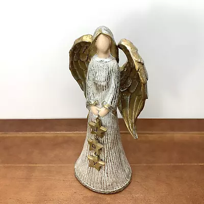 Vintage Gold Silver Resin 8.5  Angel Stars Joy Christmas Decor Sculpture Art • $29.99