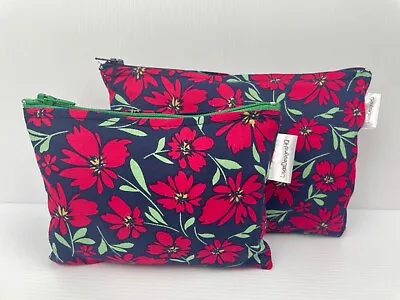 Fresh Spring Red Flowers On Navy Blue Coin Pouch Handmade Australia • $9