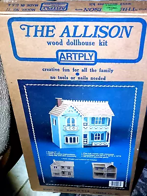 Vintage Artply The Allison Wooden Dollhouse Kit No. 77 Made In USA New In Box • $89.95