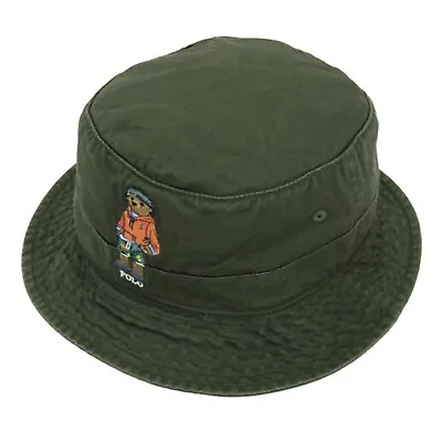 Polo Ralph Lauren Preppy Bear Polo Bear Safari Bucket Hat Cap - Olive Green - • $69.99