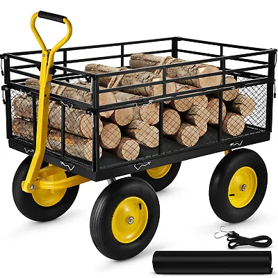 VEVOR Heavy-Duty Steel Garden Cart Lawn Utility Cart 1400 Lbs W/ Removable Sides • $185.99