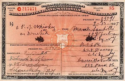 Old Prohibition Whiskey Prescription Doctor Pharmacy Bar Schenectady NY Santilli • $24.94