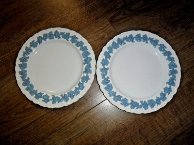 £19.99 • Buy 2 Wedgwood Embossed Queensware  Lavender On Cream  Salad Plates ~ 8.25  Diameter