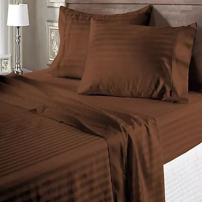 Egyptian Cotton Extra Deep Pocket Marvelous Bedding Brown Stripes Select Item • $74.09