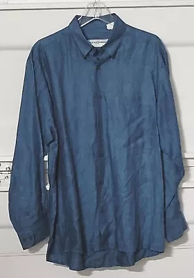 Jhane Barnes Mens Blue Linen Button Down Long Sleeve Shirt Italy Sz S • $27.50