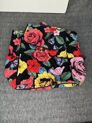Vera Bradley Drawstring Backpack Havana  Rose Magnetic Closure Zip Pockets • $19.99
