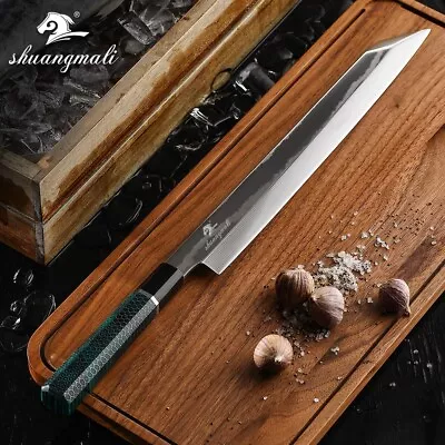 Japanese Sashimi Sushi Knife Kitchen Slicing Filleting Damascus Steel Resin Horn • $304.99