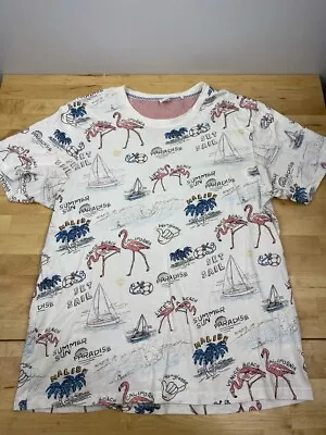 Sovereign Codes Beach Sail Boat Flamingo Graphic T Shirt Size M #3302 • $12.99