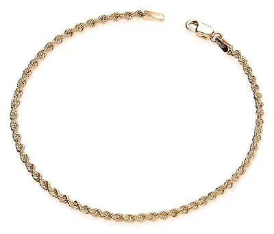 Solid 9ct Gold 7.5 Inch Rope Bracelet - UK Hallmarked • £62.95