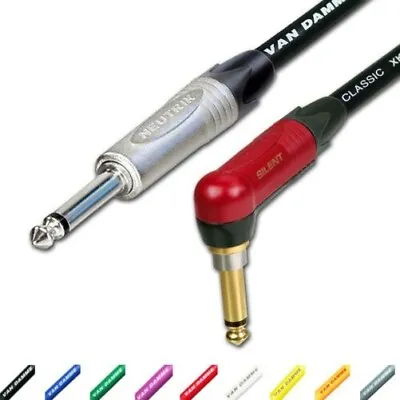 SILENT Angled Neutrik Guitar Jack To Jack Lead. Van Damme Cable. 6m 5m Electric • $66.75