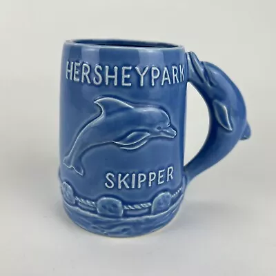 Vintage HERSHEY PARK Mug Dolphins Skipper And Dolly Blue Coffee Cup - Hershey PA • $24.95