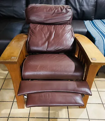 Stickley Mission Collection Bow Arm Cherry  Wood And Leather Morris Recliner • $3000