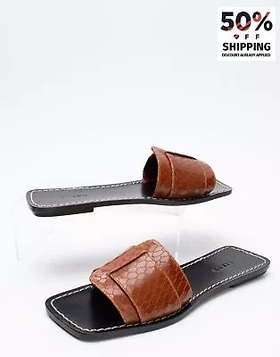 RRP€297 STAUD Leather Sandals US6 UK3 EU36 Brown Flat • $99.55