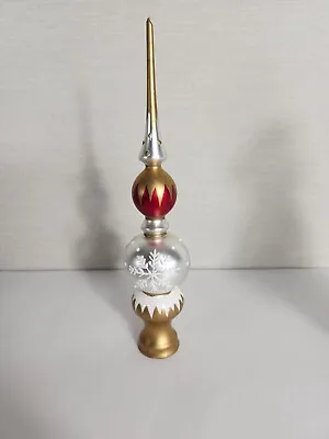 Mercury Glass Finial Christmas Tree Topper Gold Silver Red Iridescent White 11  • $39.99