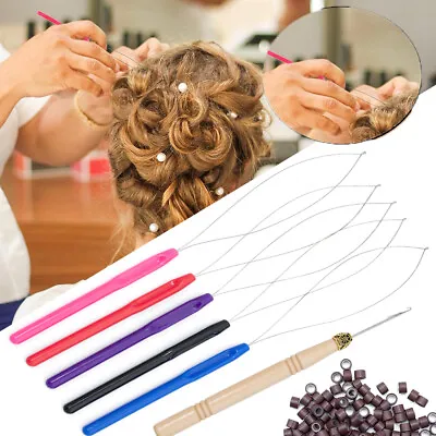 Hair Extension Tool Kit Loop Pulling Hook & Silicone Micro NANO Rings I Tip Bead • $3.99