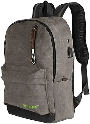 $19.99 • Buy School Backpacks With USB Charging Port, Canvas College Student Bag Bookbag