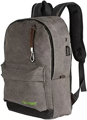 School Backpacks With USB Charging Port Canvas College Student Bag Bookbag • $17.99