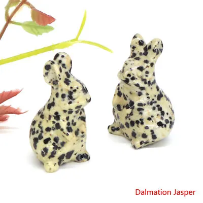 1.5  Natural Crystal Rabbit Bunny Statue Stone Healing Hand Carved Animal Decor • £5.27