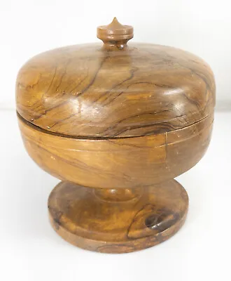 Antique Vintaged Carved Treenware Turned Olivewood Covered Vessel Bowl • $120