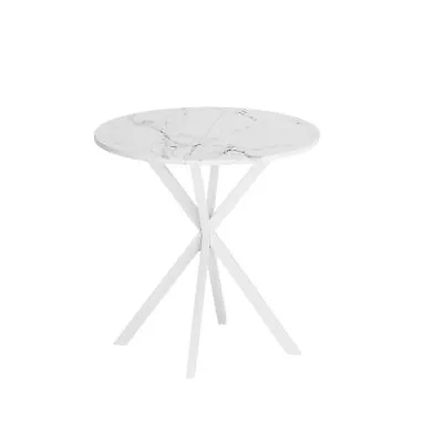 31.5'' Cross Leg Round Dining Table White Marble Top Occasional Table. • $117.90