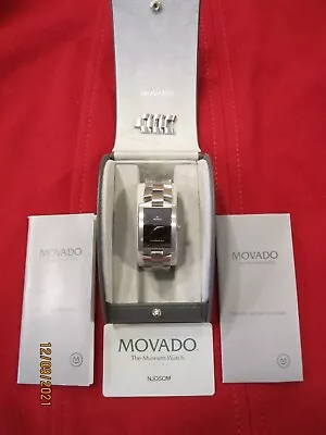 Movado Eliro Mens Watch Stainless Steel Black Face Sapphire Crystal 84.C1.455.A • $575