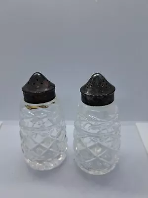 Vintage Waterford Crystal GLANDORE Salt & Pepper Shaker Set EPNS Lids • $15.50