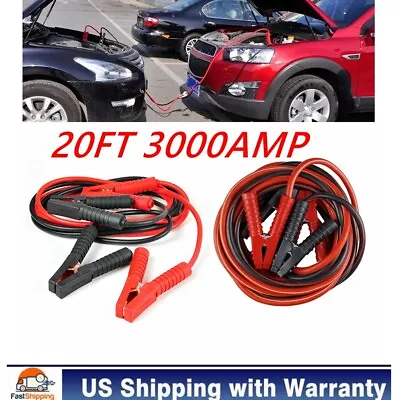 3000A Heavy Duty Jumper Booster Cables 2 Gauge 20 Ft W/ Truck Clamps For Car SUV • $32.90