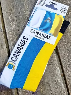 Mens CANARY ISLANDS Large 9-11.5 43/46 SOCKS Islas Canarias Bandera • $18.05