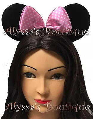 *24 Pc* Minnie Mickey Mouse Ears Headbands Black Pink Bows Birthday Favors Cute • $22.99