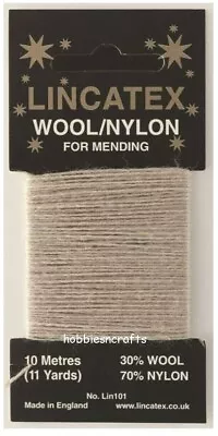 OATMEAL Thread For Darning & Mending Lincatex - 30% Wool 70% Nylon 10 Metres • £1.45