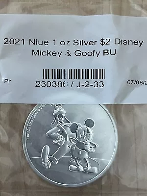 2021 Niue 1 Oz BU Silver Disney Mickey And Goofy Coin 15K Mintage Apmex Sealed • $45.75