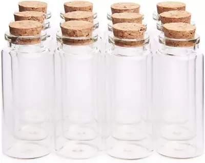 £10.32 • Buy Danmu Art 30ml 30mm X 70mm Mini Glass Bottles Jars With Wood Cork Stoppers Small