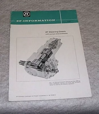 Zf Steering Gears With Pumps & Auxiliaries Descriptive Brochure 2/69 • $4.97